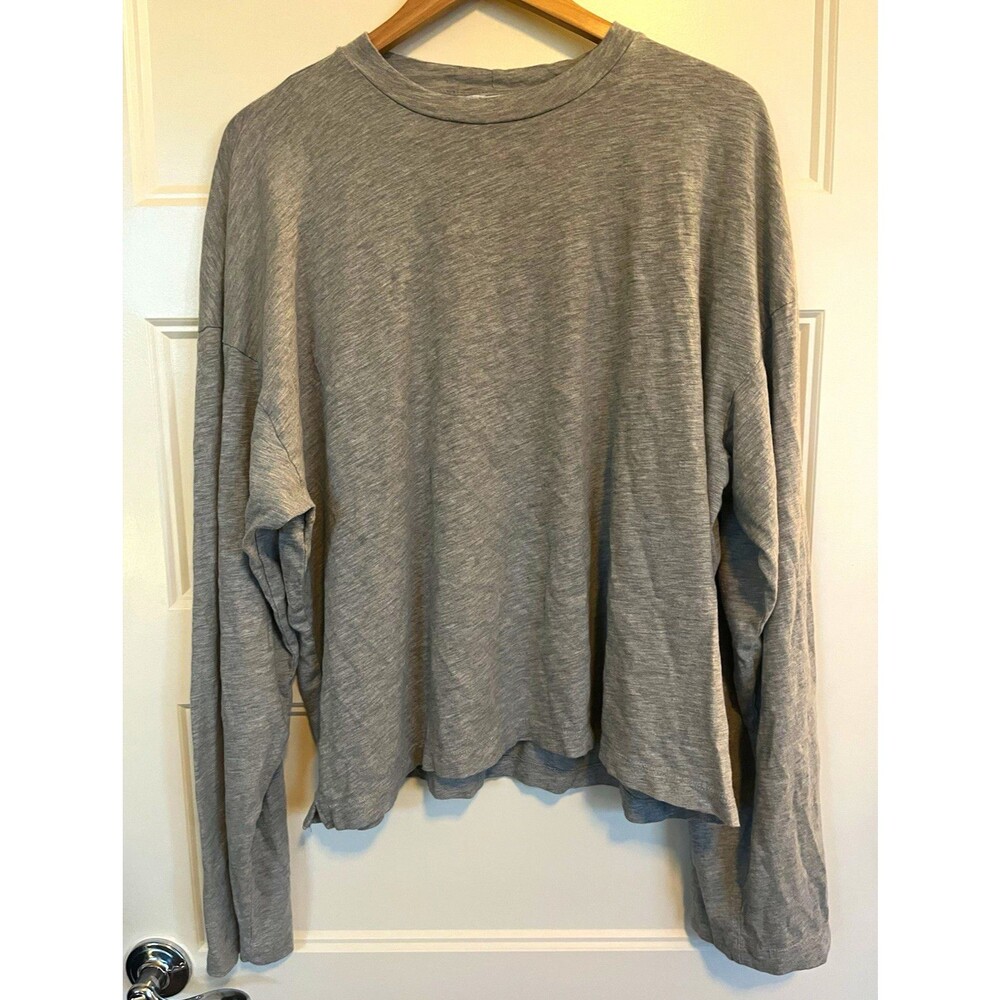 Urban Renewal Gray Solid Crew Neck Long Sleeve Knit Relaxed T-Shirt Women’s L